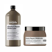 Cargar imagen en el visor de la galería, Kit L’Oréal Absolut Repair Molecular Shampoo 1.5L + Mascarilla 500ml | Reparación Profunda y Brillo Profesional
