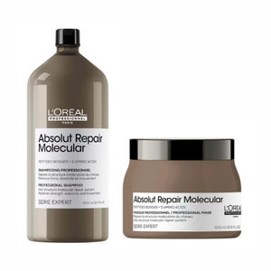 Kit L’Oréal Absolut Repair Molecular Shampoo 1.5L + Mascarilla 500ml | Reparación Profunda y Brillo Profesional