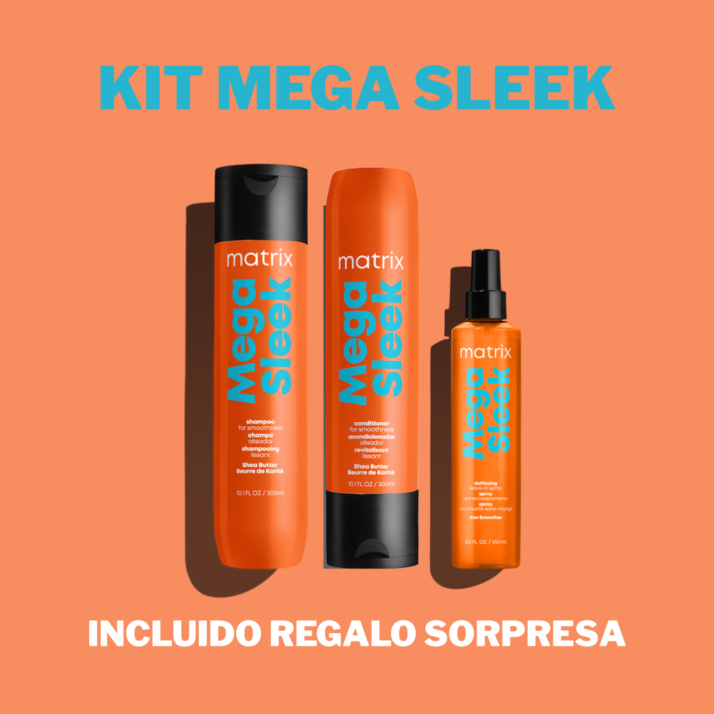 Matrix Kit Mega Sleek Shampoo 300ML, Acondicionador 300ML y Spray 250ML