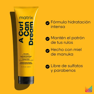 Kit Matrix A Curl Can Dream, Shampoo 300 ml + Mascarilla 280 ml, para Rizos Definidos y Suaves