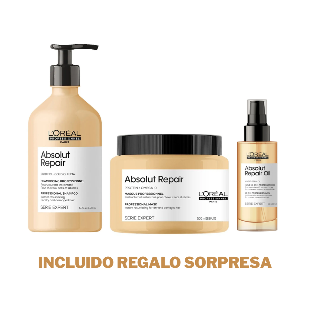 Kit Absolut Repair - Shampoo 500ML, Mascarilla 500ML y Sérum 90ML
