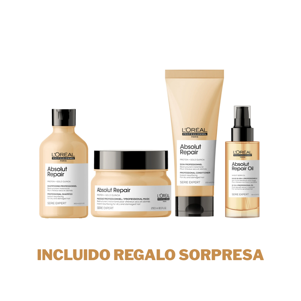 Kit Absolut Repair  – Shampoo 300ML, Acondicionador 200ML, Mascarilla 250ML y Serum 90ML