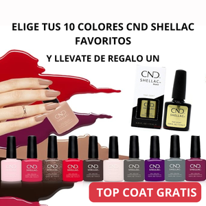 Kit Esmaltes CND Shellac – 10 Colores a Elegir + Top Coat Original de Regalo