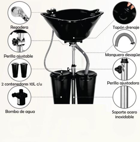 Lavacabeza portátil con bomba eléctrica altura ajustable Letmex BCS143 Envio Gratis